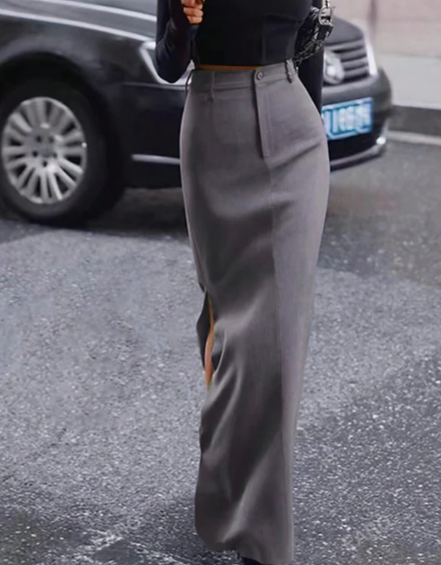 Long Fitted Slit skirt